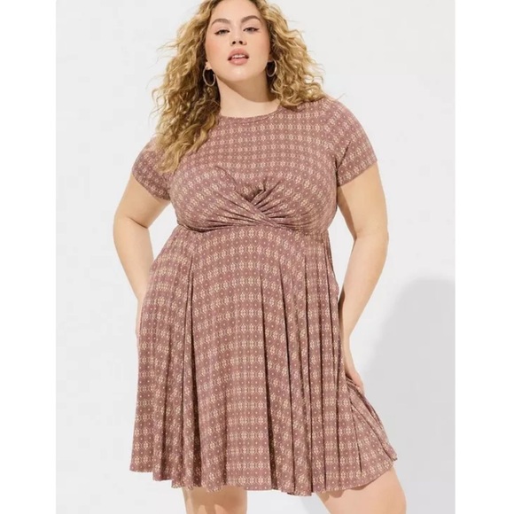 Torrid Drape Front Skater Dress - Picture 1 of 5